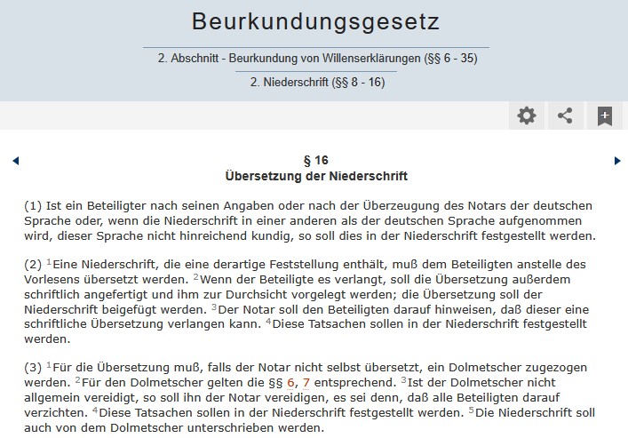 Notariatsdolmetschen
Beurkundungsgesetz
